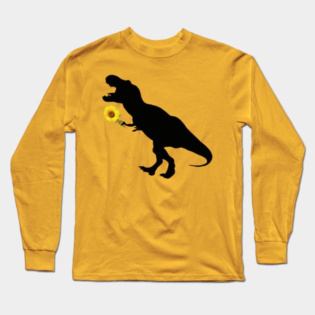 Sunflower and T rex dinosaur kind good heart Long Sleeve T-Shirt by Collagedream